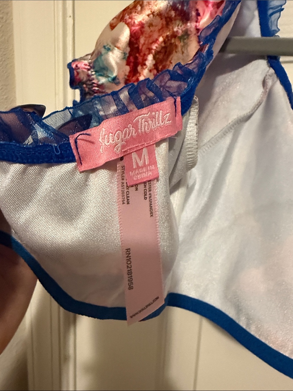 Sugar Thrillz Blue Princess Print Ruffle Sleeve Crop Top - Picture 4 of 4